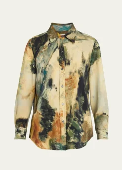 LibertineModernist Landscape Silk Button-Down Shirt