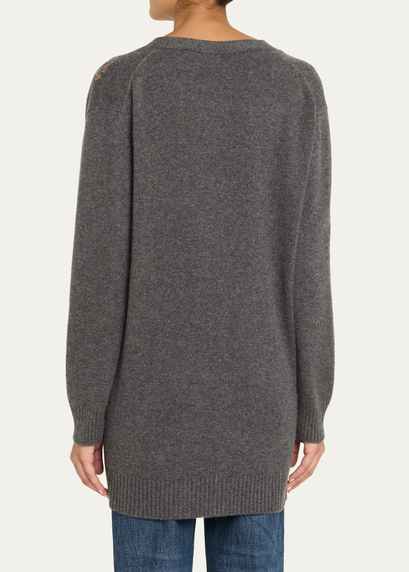 LibertineNeedlepoint Embellished Cashmere Oversized V-Neck Cardigan