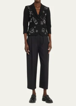 LibertineParty Skulls Gabardine Blazer, Black