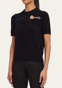 LibertineSnail Love Short-Sleeve Cashmere Sweater