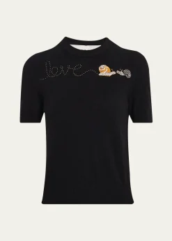 LibertineSnail Love Short-Sleeve Cashmere Sweater