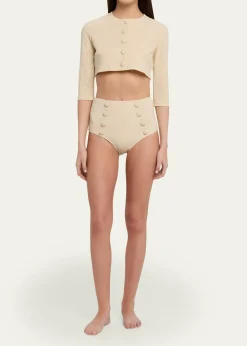 Lisa Marie FernandezSeersucker Cropped Cardigan