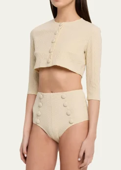 Lisa Marie FernandezSeersucker Cropped Cardigan