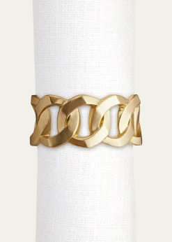 L'ObjetCuban Link 24K Gold Napkin Rings Jewels, Set of 4
