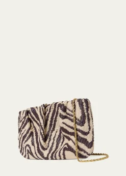 Loeffler RandallSerena Gathered Woven Zebra Clutch Bag