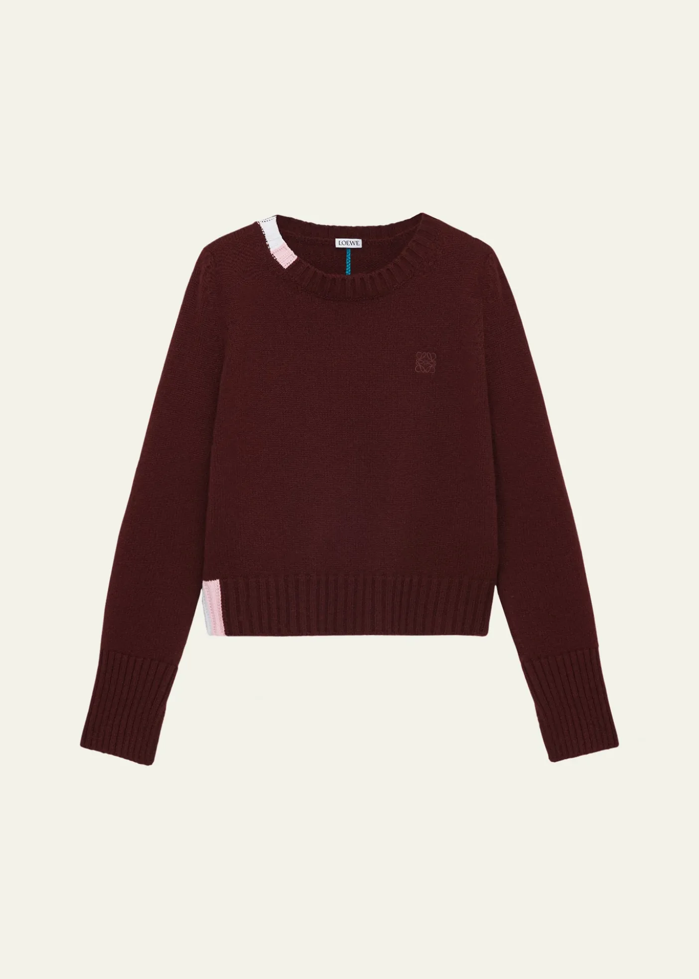LoeweContrast Intarsia Cashmere-Blend Sweater