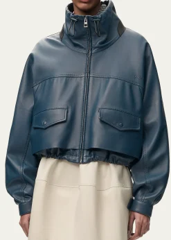 LoeweDouble Layered Leather Zip Jacket