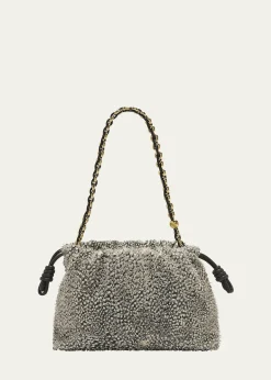 LoeweFlamenco Medium Shoulder Bag in Feathered Leather