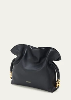 LoeweFlamenco Ruched Clutch Bag in Leather