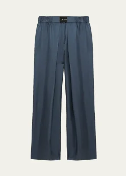LoeweLogo-Band Satin Wide-Leg Pull-On Pants