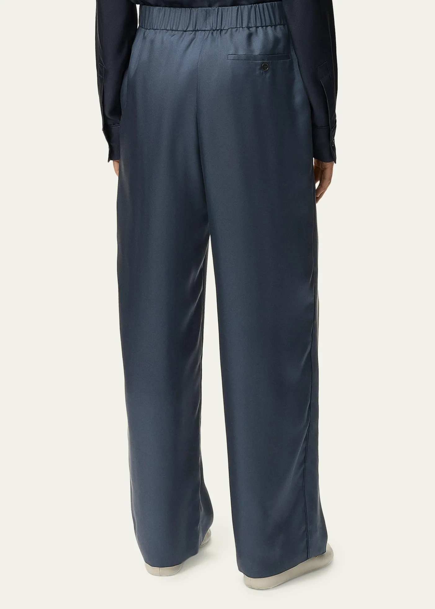 LoeweLogo-Band Satin Wide-Leg Pull-On Pants