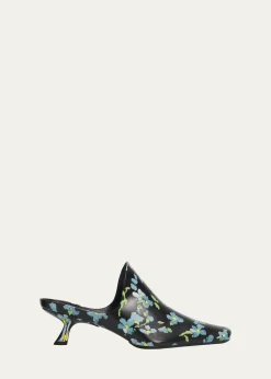 Loewe45mm Emily Floral Leather Mules
