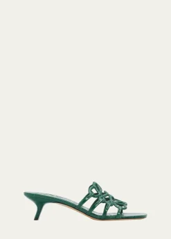 LoewePetal Anagram 45mm Croc-Embossed Leather Sandals