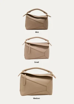 LoewePuzzle Edge Medium Top-Handle Bag in Soft Grained Leather