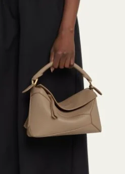 LoewePuzzle Edge Mini Top-Handle Bag in Grained Leather
