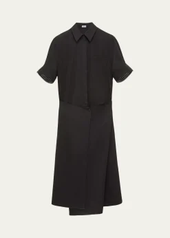 LoeweWrapped Short-Sleeve Midi Shirtdress