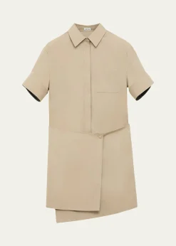 LoeweWrapped Short-Sleeve Shirtdress