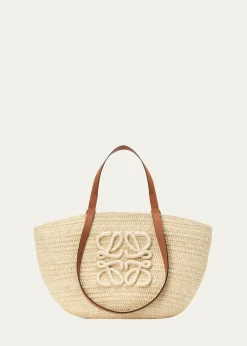 Loewex Paula's Ibiza Extra Large Eclipse Basket Bag in Raffia and Calfskin