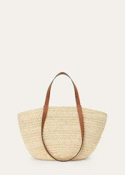 Loewex Paula's Ibiza Extra Large Eclipse Basket Bag in Raffia and Calfskin