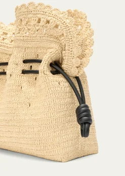 Loewex Paula's Ibiza Flamenco Medium Ruffled Clutch Bag in Raffia