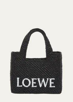 Loewex Paula's Ibiza Font Logo Mini Tote Bag in Raffia