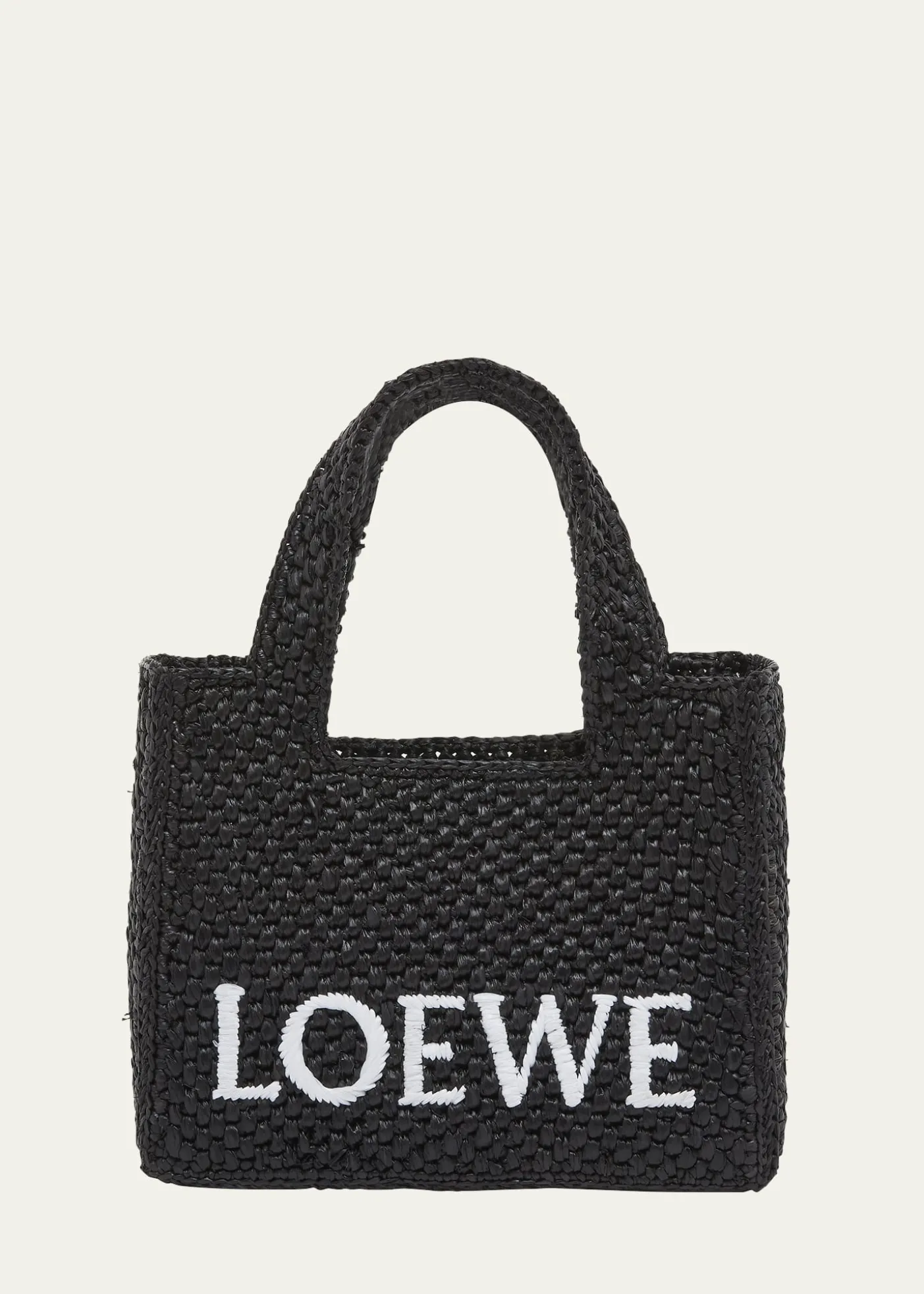 Loewex Paula's Ibiza Font Logo Mini Tote Bag in Raffia