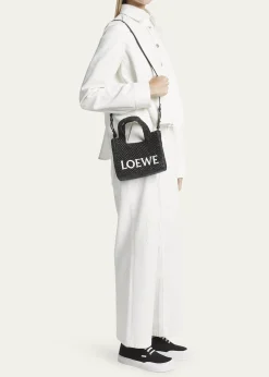 Loewex Paula's Ibiza Font Logo Mini Tote Bag in Raffia