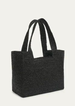 Loewex Paula's Ibiza Font Logo Medium Tote Bag in Raffia