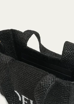Loewex Paula's Ibiza Font Logo Medium Tote Bag in Raffia