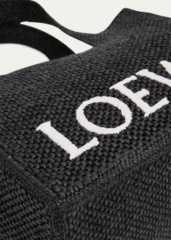 Loewex Paula's Ibiza Font Logo Medium Tote Bag in Raffia