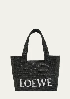 Loewex Paula's Ibiza Font Logo Medium Tote Bag in Raffia