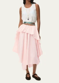 Loewex Paula's Ibiza Layered Ruffle Cotton Midi Skirt