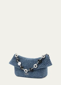 Loewex Paula's Ibiza Ola Medium Bag in Denim-Effect Raffia