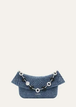 Loewex Paula's Ibiza Ola Medium Bag in Denim-Effect Raffia