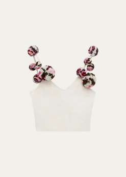 Loewex Paula's Ibiza Pom-Pom Knit Crop Top