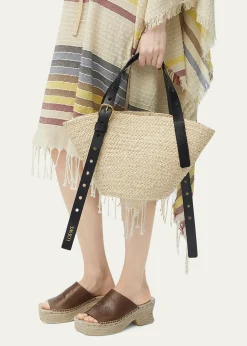 Loewex Paula's Ibiza Punch Hole Small Basket Shoulder Bag in Raffia