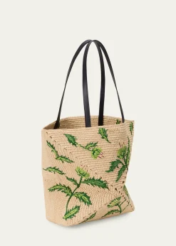 Loewex Paula's Ibiza Puzzle Embroidered Raffia Tote Bag