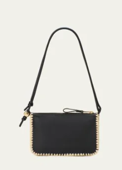 Loewex Paula's Ibiza Rio Leather & Striped Raffia Shoulder Bag