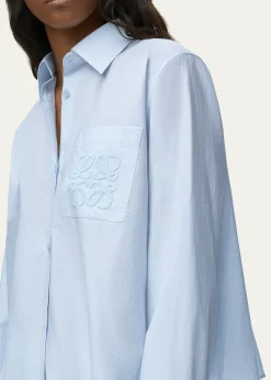 Loewex Paula's Ibiza Ruffle-Back Cotton-Blend Button-Down Shirt