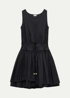 Loewex Paula's Ibiza Ruffle Cotton-Rib Mini Tank Dress
