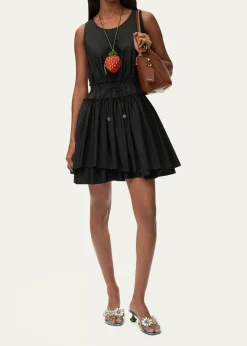 Loewex Paula's Ibiza Ruffle Cotton-Rib Mini Tank Dress