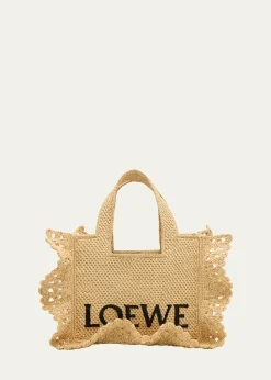 Loewex Paula's Ibiza Small Ruffled Tote Bag in Raffia