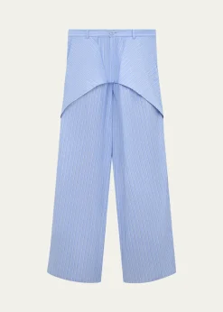 Loewex Paula's Ibiza Striped Cotton Yoked Wide-Leg Trousers