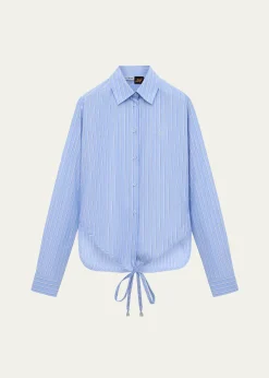 Loewex Paula's Ibiza Striped Cotton Button-Down Wrap Shirt