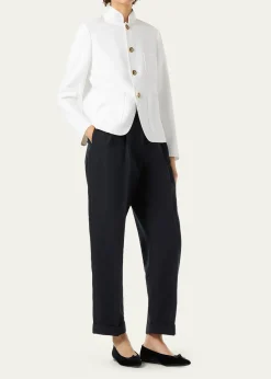 Loro PianaCale Linen Straight-Leg Ankle Trousers