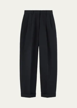 Loro PianaCale Linen Straight-Leg Ankle Trousers
