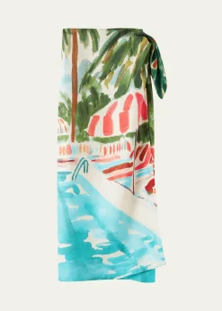 Loro PianaCorina Tropical Setting Silk Wrap Skirt