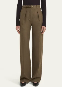Loro PianaEdward Pintuck Belted Wool Cashmere Trousers