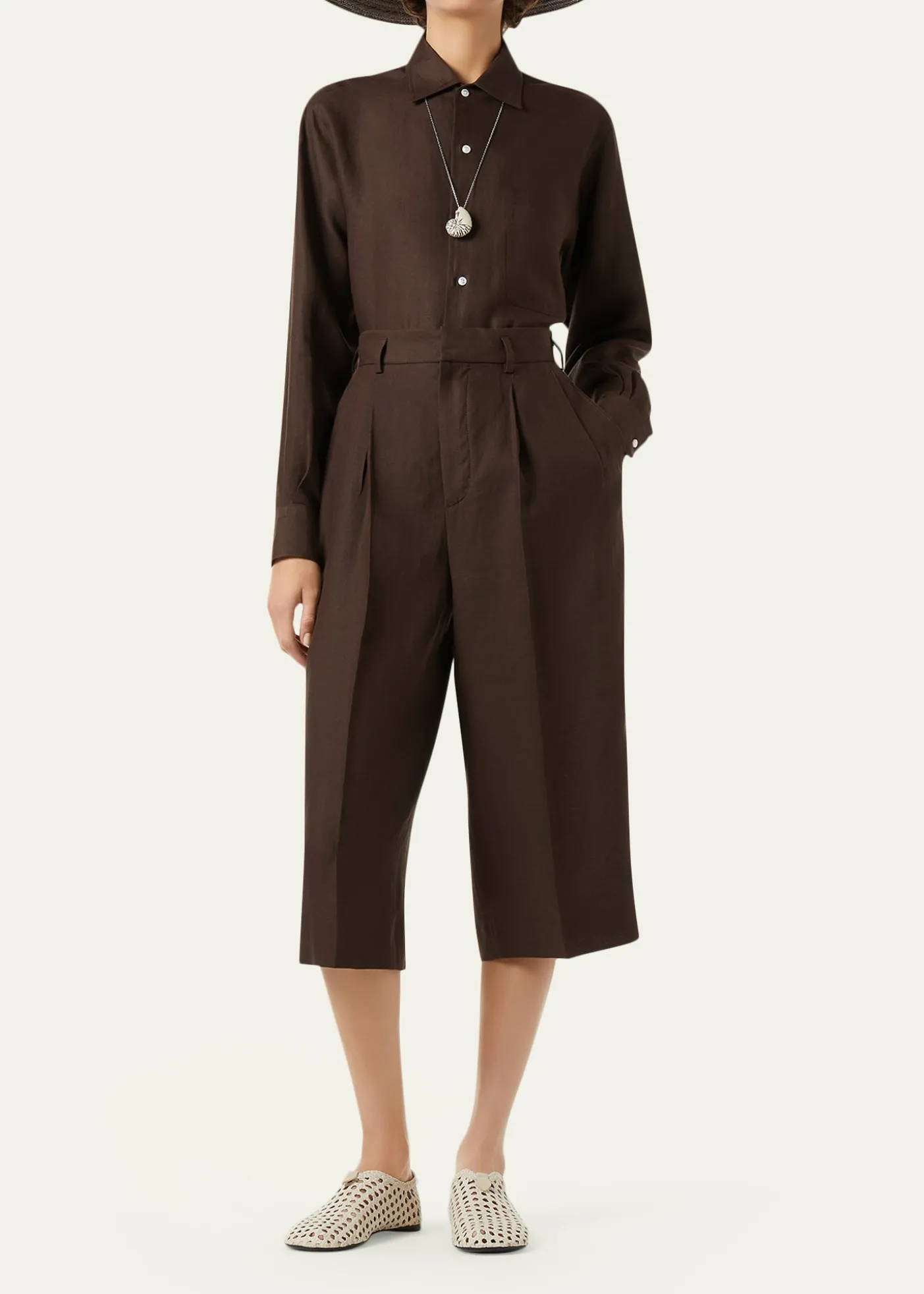 Loro PianaHector Pleated Short Linen Trousers