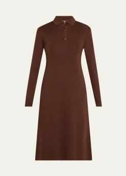 Loro PianaLyskamm Long-Sleeve Silk Polo Dress